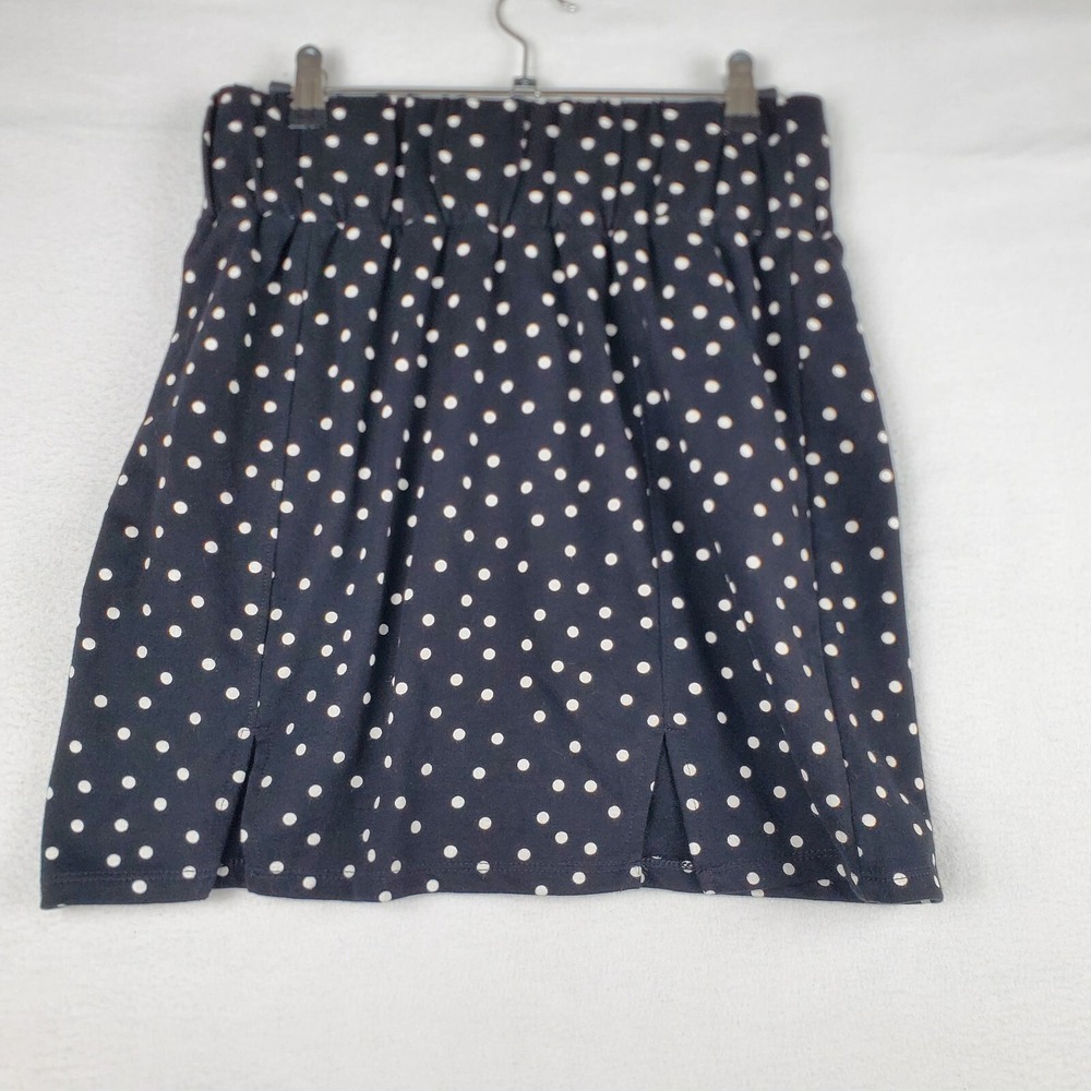 Asos Design A-Line Skirt Women's 10 Black Polka Dot Cotton Pleated High‎ Waisted